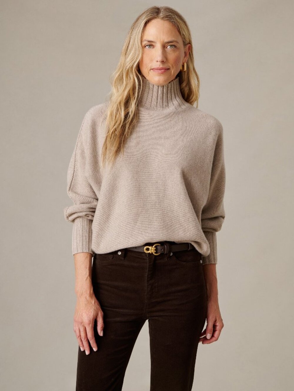 J McLaughlin Adrian Cashmere Turtleneck - Taupe NEW